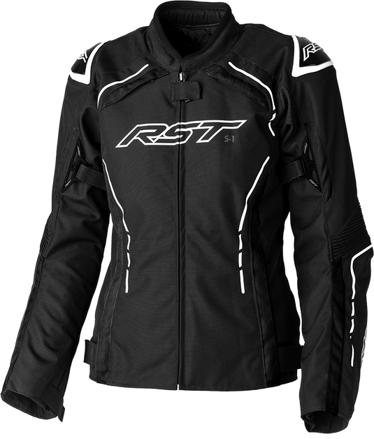 LADIES S1 CE JACKET BLACK/WHITE TEXTILE SM 103056WHI-10 image 1