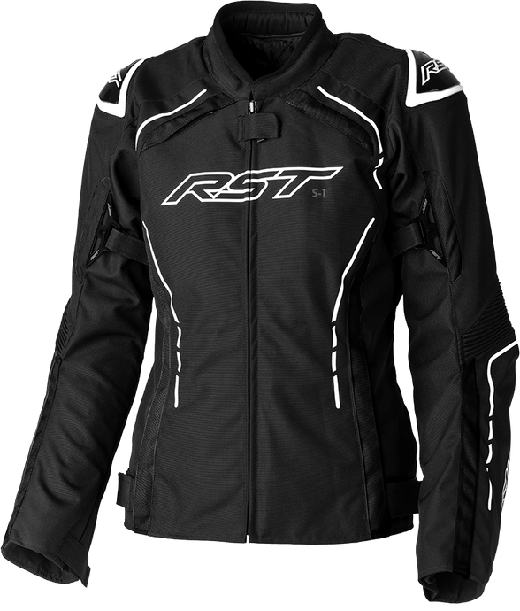 LADIES S1 CE JACKET BLACK/WHITE TEXTILE 2XL 103056WHI-18 image 1
