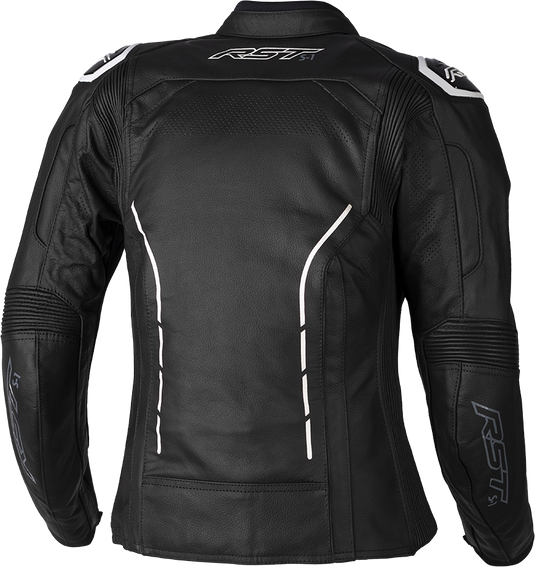 LADIES S1 CE JACKET BLACK/WHITE LEATHER 2XL 103043WHI-18 image 2