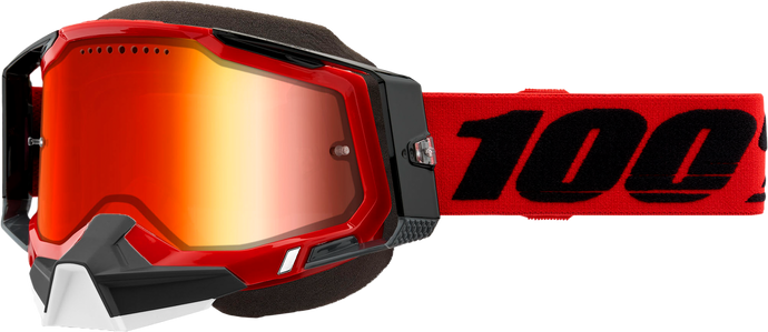 RACECRAFT 2 SNOWMOBILE GOGGLE RED MIRROR RED LENS 50012-00003 image 1