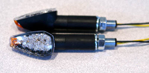 LED ULTRA MINI-MARKER LIGHTS, TRIANGLE W/AMBER TIP, BLK, LONG