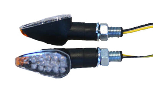 LED ULTRA MINI-MARKER LIGHTS, TRIANGLE W/AMBER TIP, BLK, SHORT