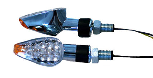 LED ULTRA MINI-MARKER LIGHTS, TRIANGLE W/AMBER TIP, CHROME, SH