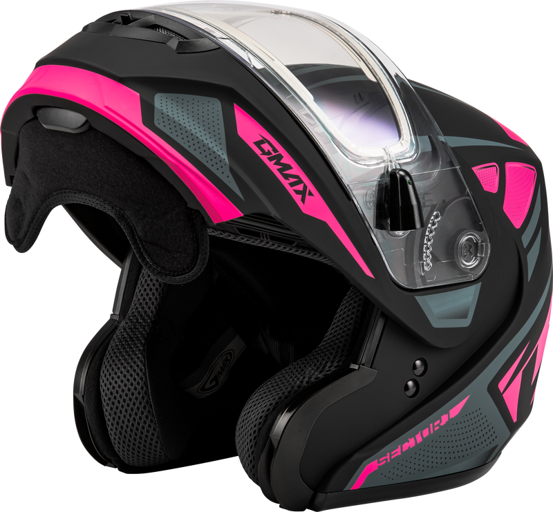 Load image into Gallery viewer, MD-04S SECTOR SNOW HELMET W/ ELEC SHIELD MATTE BLACK/PINK M M4043175 image 3
