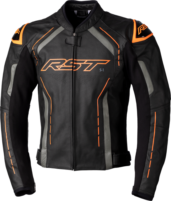 S1 CE JACKET BLACK/GREY/NEON ORG LTHR LG 102977ORG-44 image 1