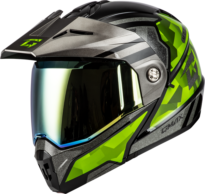 MD-74 STRIKER MODULAR HELMET W GLD SHLD BLK/SLVR/GRN MTLC MD M17411065 image 1