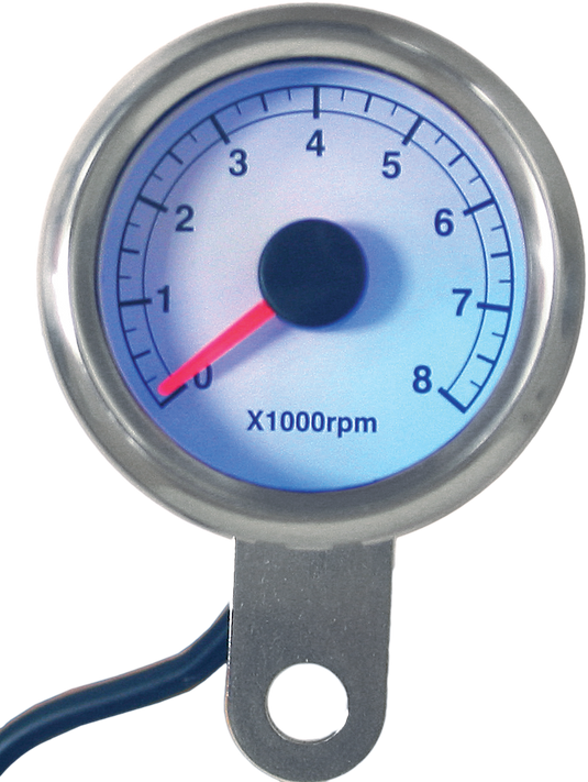 48MM MINI TACHOMETER 8000 RPM WHITE FACE 21-6911W image 1