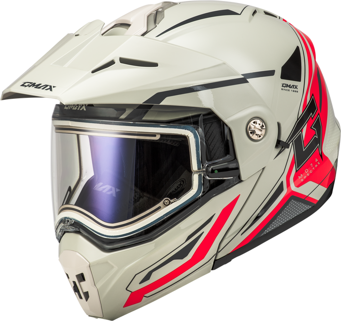MD-74S SPECTRE SNOW HELMET W/ ELECTRIC SHIELD WHITE/RED MD M10742355 image 1
