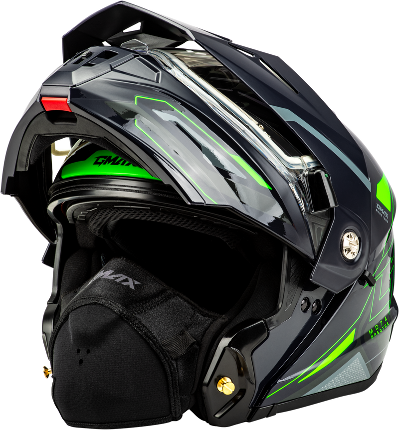 Load image into Gallery viewer, MD-74S SPECTRE SNOW HELMET W/ ELEC SHIELD GREY/NEON GREEN 3X M10742769 image 5
