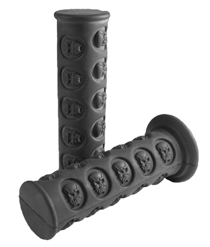 GRIP SET SKULL BLK RUBBER