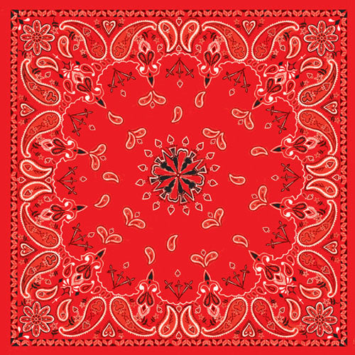 BANDANNA, 100% COTTON, RED PAISLEY, PREMIUM, 22 X 22 IN.