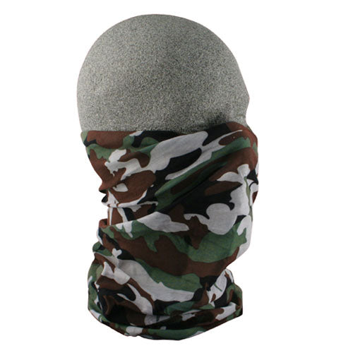 MOTLEY TUBE, 100% POLYESTER, WOODLAND CAMOUFLAGE