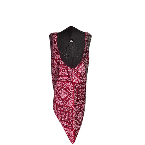 NEODANNA, 100% COTTON BANDANNAW/NEOPRENE, RED PAISLEY