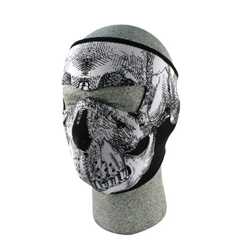 NEOPRENE FACE MASK, BLACK & WHITE SKULL FACE