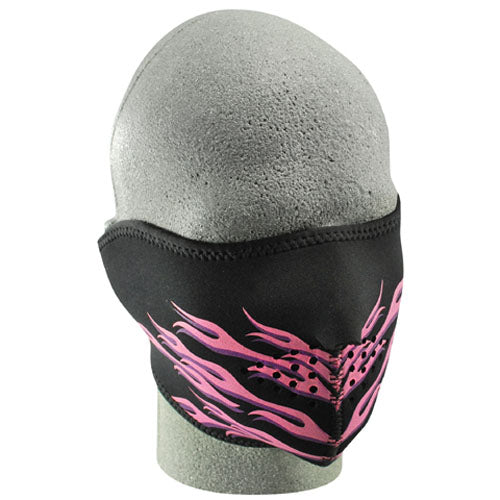 NEOPRENE 1/2 FACE MASK, PINK FLAMES