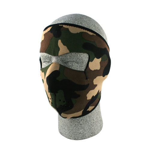 NEOPRENE FACE MASK, WOODLAND CAMOUFLAGE