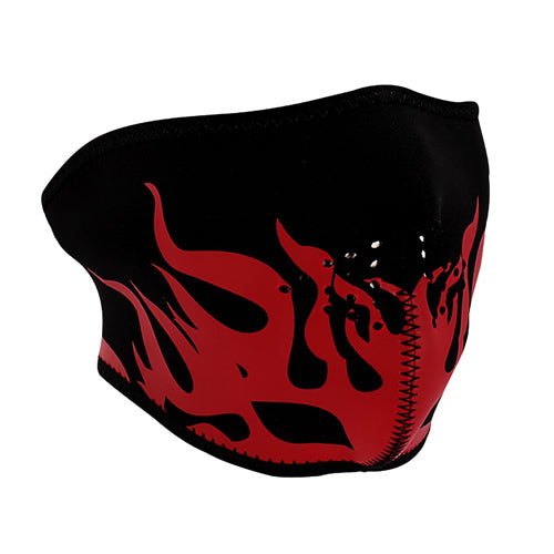 NEOPRENE HALF FACE MASK, RED FLAMES