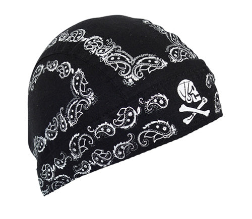 FLYDANNA; 100% COTTON, SKULL PAISLEY, BLACK