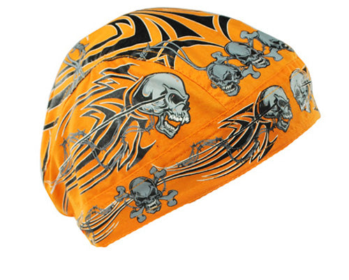 FLYDANNA, 100% COTTON, ORANGE TRIBAL SKULL