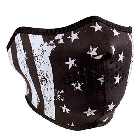 HALF MASK, NEOPRENE, BLACK & WHITE FLAG