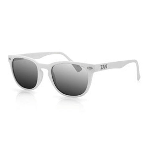 NVS SUNGLASS, MATTE WHITE FRAME, SMOKED REFLECTIVE LENSES