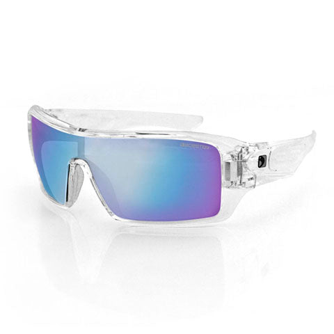 PARAGON SUNGLASS, CLEAR FRAME,ANTI-FOG SMOKED CYAN MIRROR