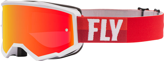 ZONE YOUTH GOGGLE WHITE/RED W/RED MIRROR/BROWN LENS W/POST FLC-038 image 1