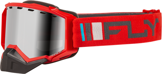 ZONE SNOW GOGGLE RED/CHARCOAL W/ SILVER MIRROR/SMOKE LENS FLB-24Z4 image 1