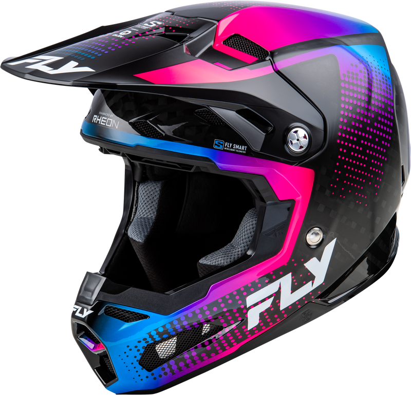 Load image into Gallery viewer, YTH FORMULA S CARBON PROTOCOL HELMET BLK CARBON/BLUE/PINK YL 73-4467YL image 1
