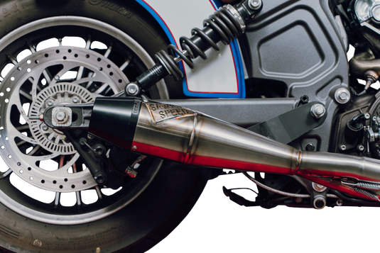 INDIAN SCOUT MID LENGTH BRUSHED SS W/ BLK END CAP 930-01365 image 2