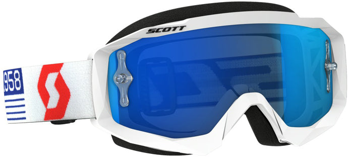 HUSTLE GOGGLE WHITE/RED W/ELECTRIC BLUE CHROME LENS 262592-1030278 image 1