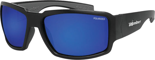 BOOGIE BOMB EYEWEAR MATTE BLACK W/BLUE MIRROR POLARIZED BG111-BM image 1