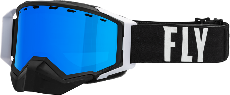 Load image into Gallery viewer, ZONE PRO SNOW GOGGLE BLK/WHITE W/ BLUE MIR/PLRZD SMOKE LENS 37-50337 image 1
