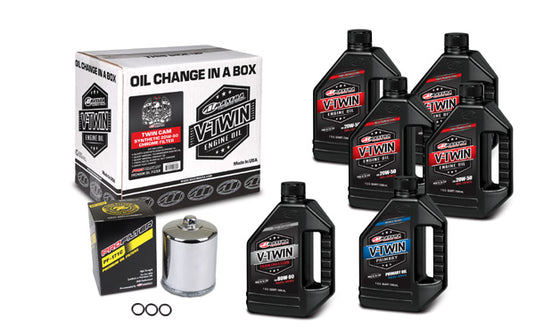 V-TWIN OIL CHANGE KIT SYNTHETIC W/ CHROME FILTER, TWIN CAM