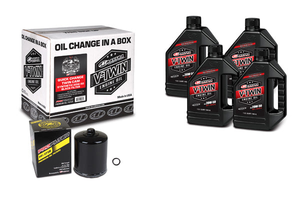 V-TWIN QUICK CHANGE KIT SYNTHETIC W/ BLACK FILTER, TWIN CAM