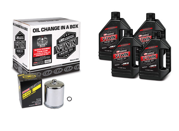 V-TWIN QUICK CHANGE KIT SYNTHETIC W/ CHROME FILTER, TWIN CAM