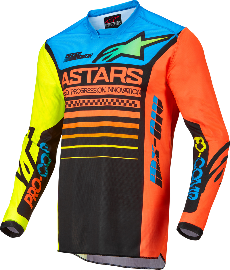 Load image into Gallery viewer, YOUTH RACER COMPASS JERSEY BLACK/YELLOW FLUO/CORAL YM 3772122-1534-M image 1
