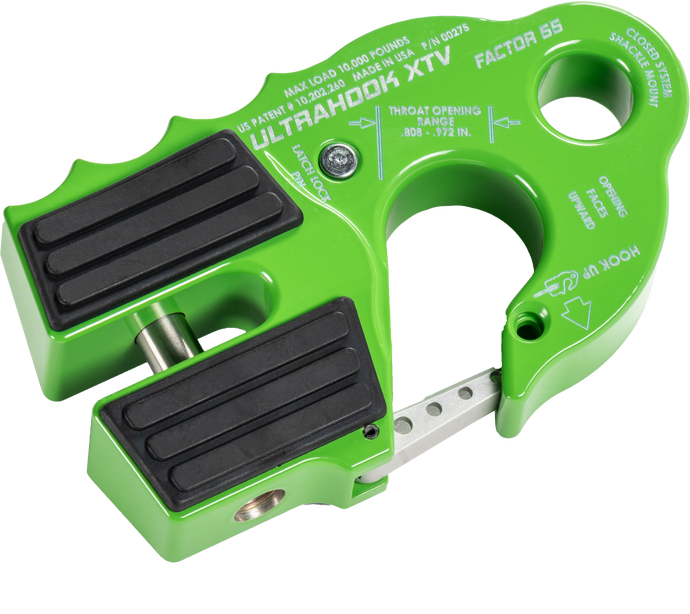 ULTRAHOOK XTV WINCH SHACKLE MOUNT LIME GREEN 00275-08 image 1