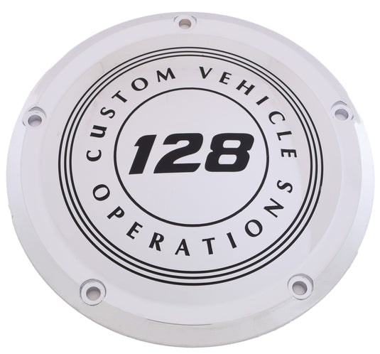 7   M8 FLT/FLH DERBY COVER 128 CVO CHROME 128-10-46 image 1
