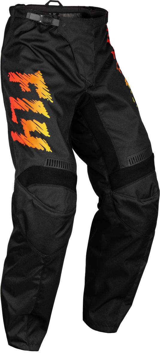 YOUTH F-16 PANTS BLACK/YELLOW/ORANGE SZ 18 377-23118 image 1