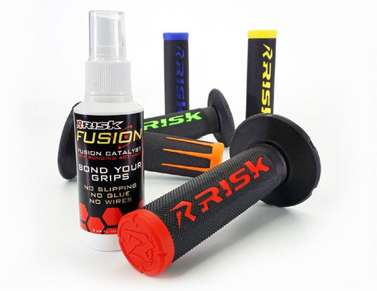 RISK RACING MOTO GRIPS - FUSION 2.0 WITH GRIP TECH  - ORANGE