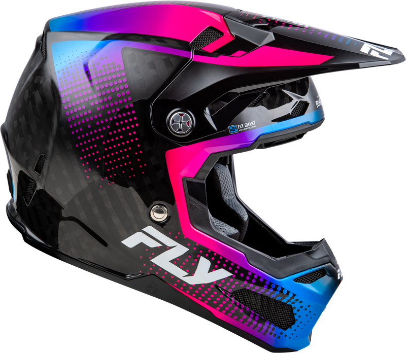 Load image into Gallery viewer, YTH FORMULA S CARBON PROTOCOL HELMET BLK CARBON/BLUE/PINK YL 73-4467YL image 4
