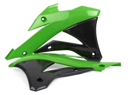 RADIATOR SCOOPS KX85 OEM COLORNEW GREEN 05/BLACK