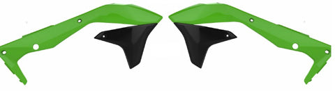 POLISPORT RADIATOR SCOOPS, KAWASAKI, GREEN 05/BLACK