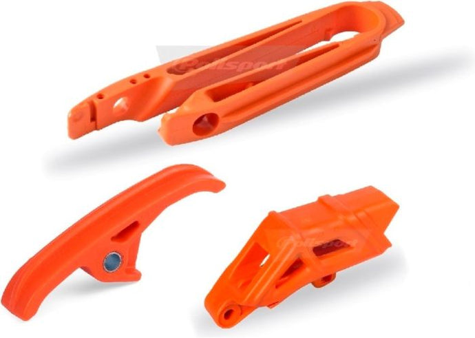 POLISPORT CHAIN GUIDE/SLIDER/SLIDING PIECE KIT, ORANGE KTM