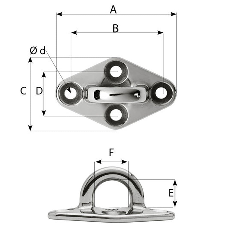 Load image into Gallery viewer, Wichard Diamond Pad Eye - Round - 79mm Length (3-7/64&quot;) - M6 Screw [6645]
