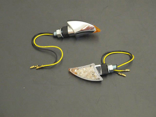 TURNSIGNAL  SET SHARK CHROME SHORT 2PCS