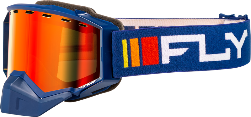 Load image into Gallery viewer, ZONE SNOW GOGGLE NAVY/WHITE W/ RED MIRROR/AMBER LENS FLB-24Z3 image 1
