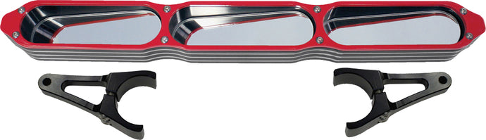 3-PANEL REAR VIEW MIRROR W/BEZEL RED 2