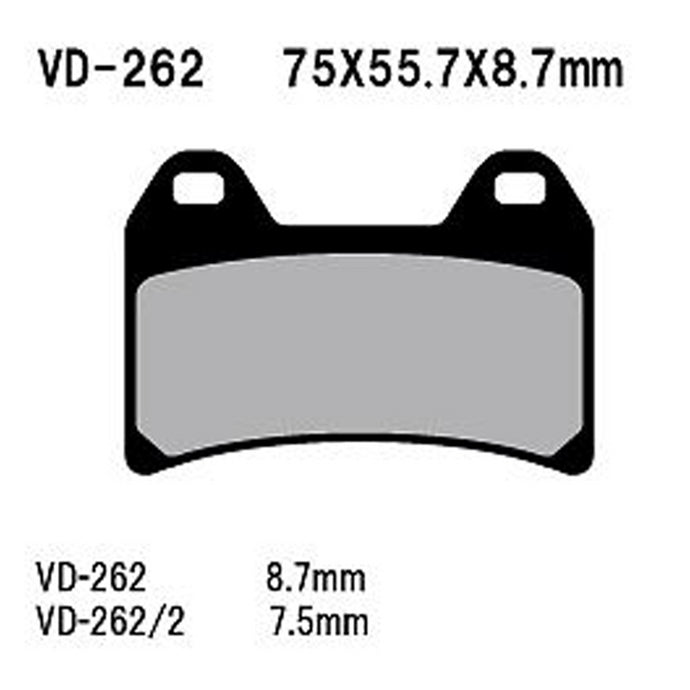 VESRAH SEMI-METALLIC BRAKE PADS, VD-262/2